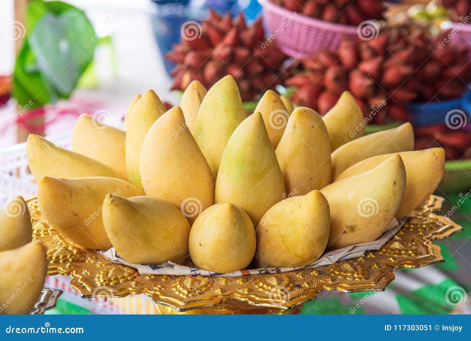 Thai Mango on a Fruit Platter Stock Image Image of arrange