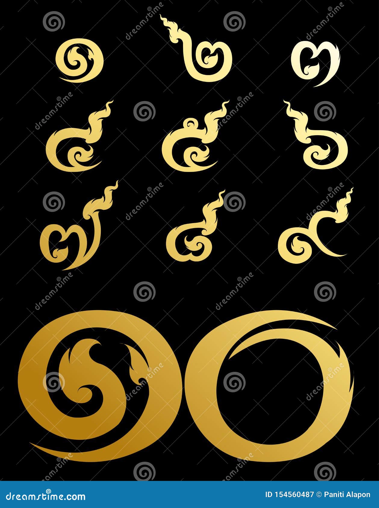 thai number.gold on black background