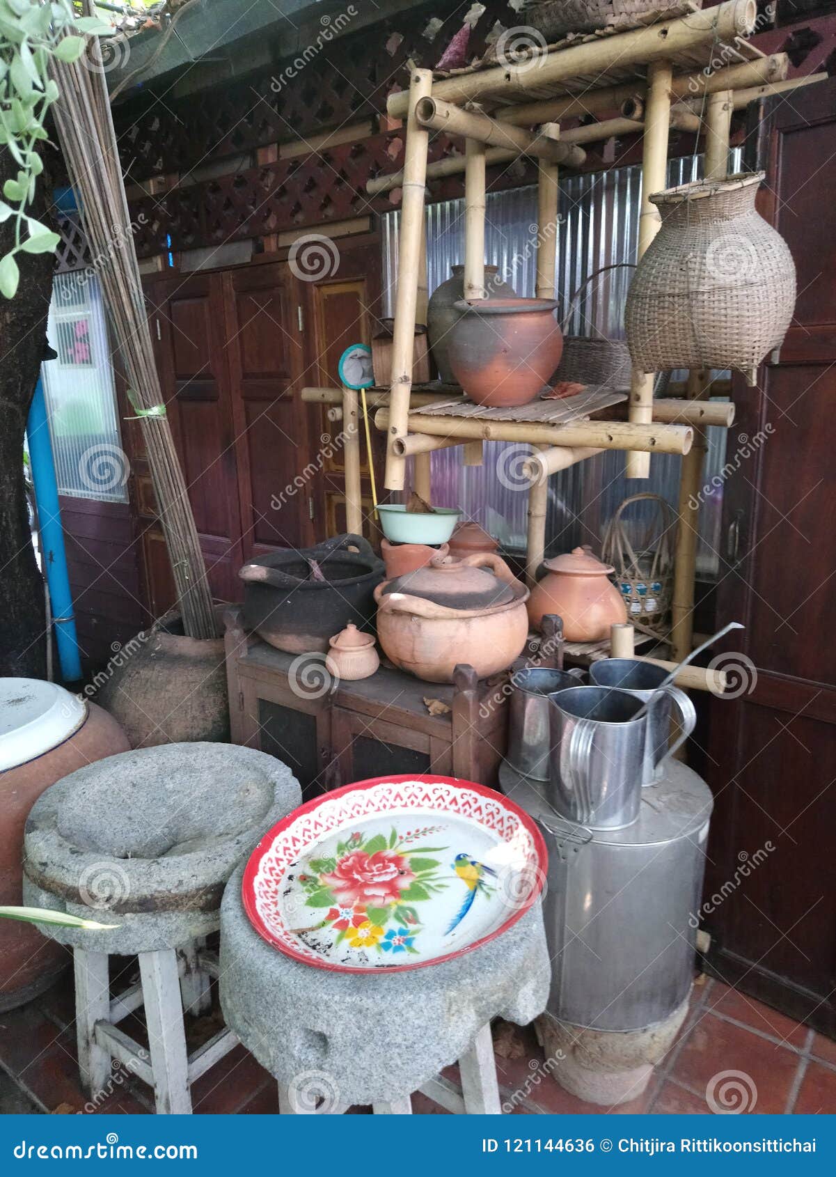 Thai old kitchenware stock photo. Image of thai, bangluang 121144636