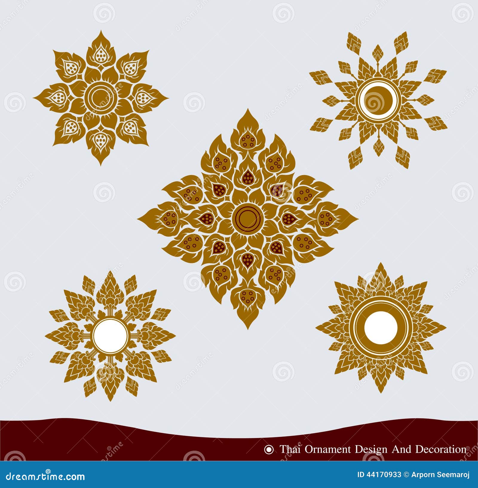 Thai Ornament Design Set Stock Vector Image 44170933