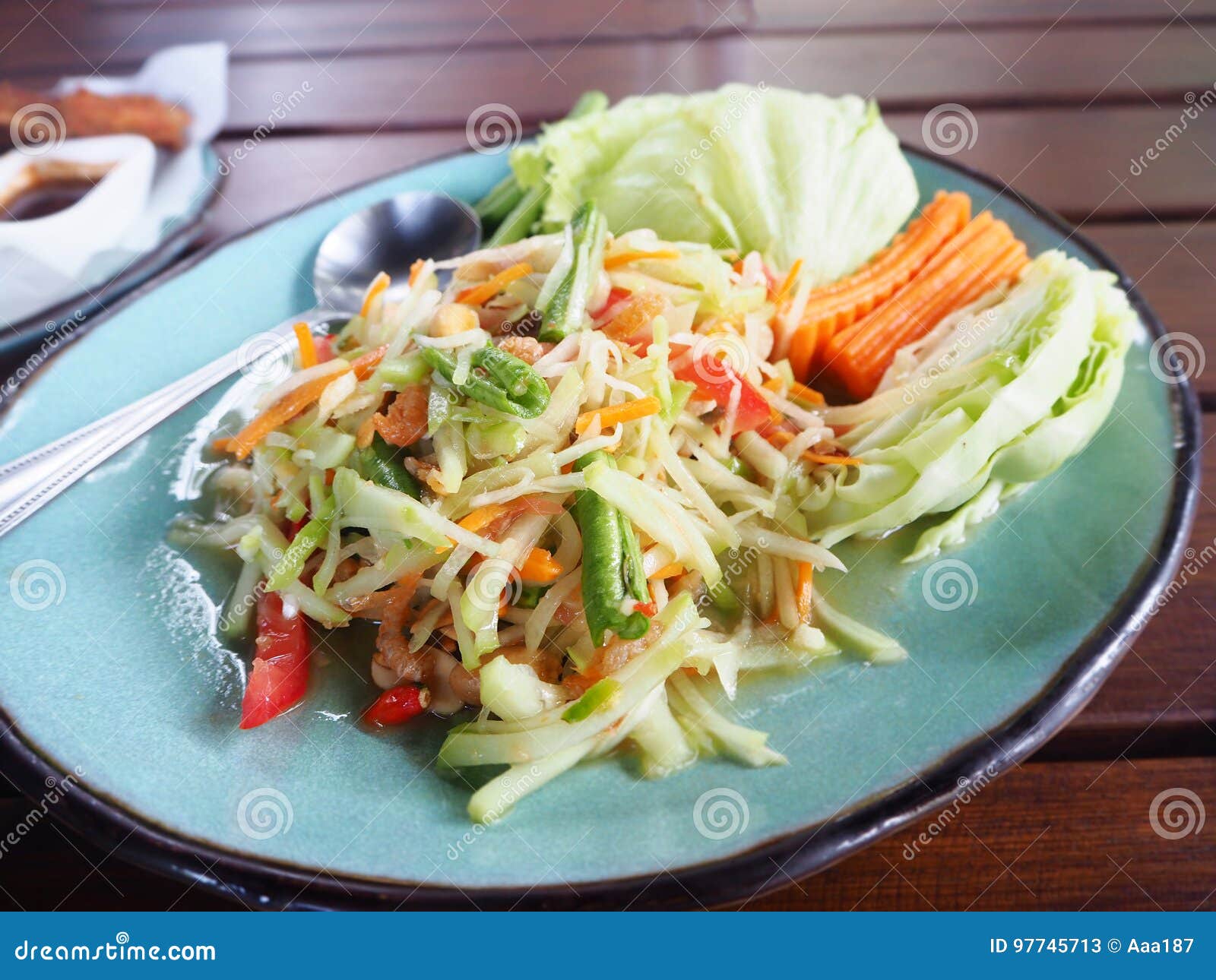 Thai Papaya Spicy Salad Stock Image Image Of Healthy 97745713