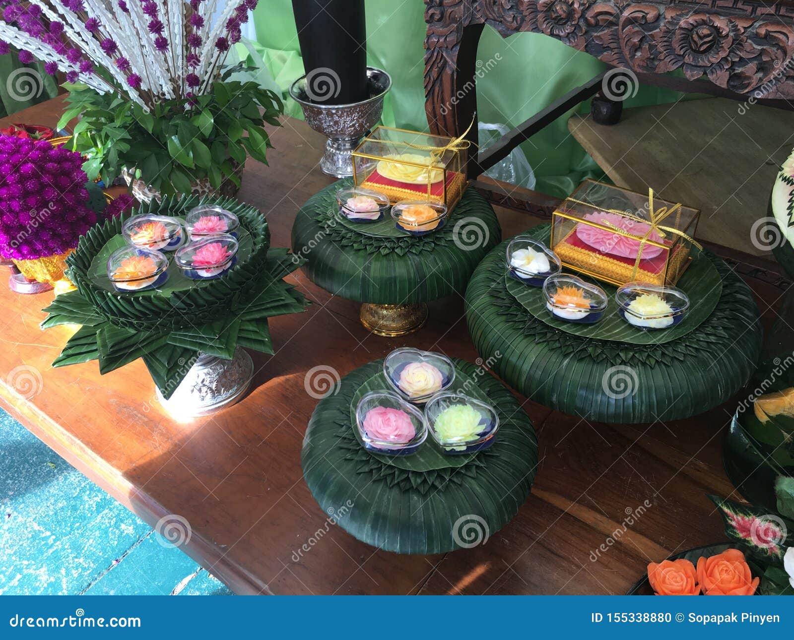 Thai Pedestal tray stock photo. Image of cuty, lemon 155338880