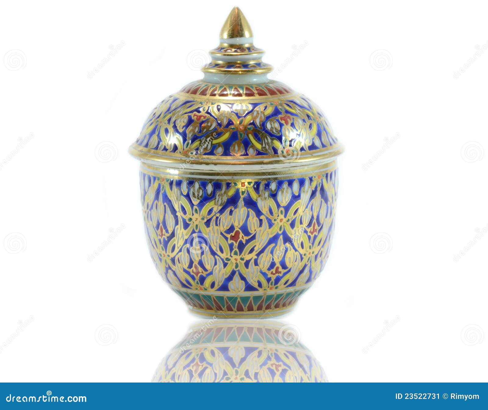 Thai Porcelain with Designs in Five Colours Stock Image Image of