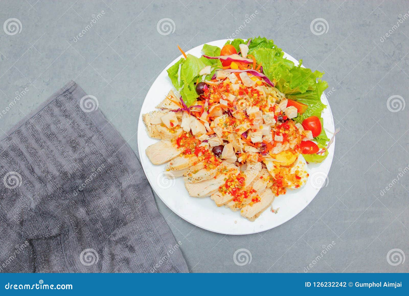 Thai Salad with Spicy Salad Dressing Stock Photo Image of appetizer