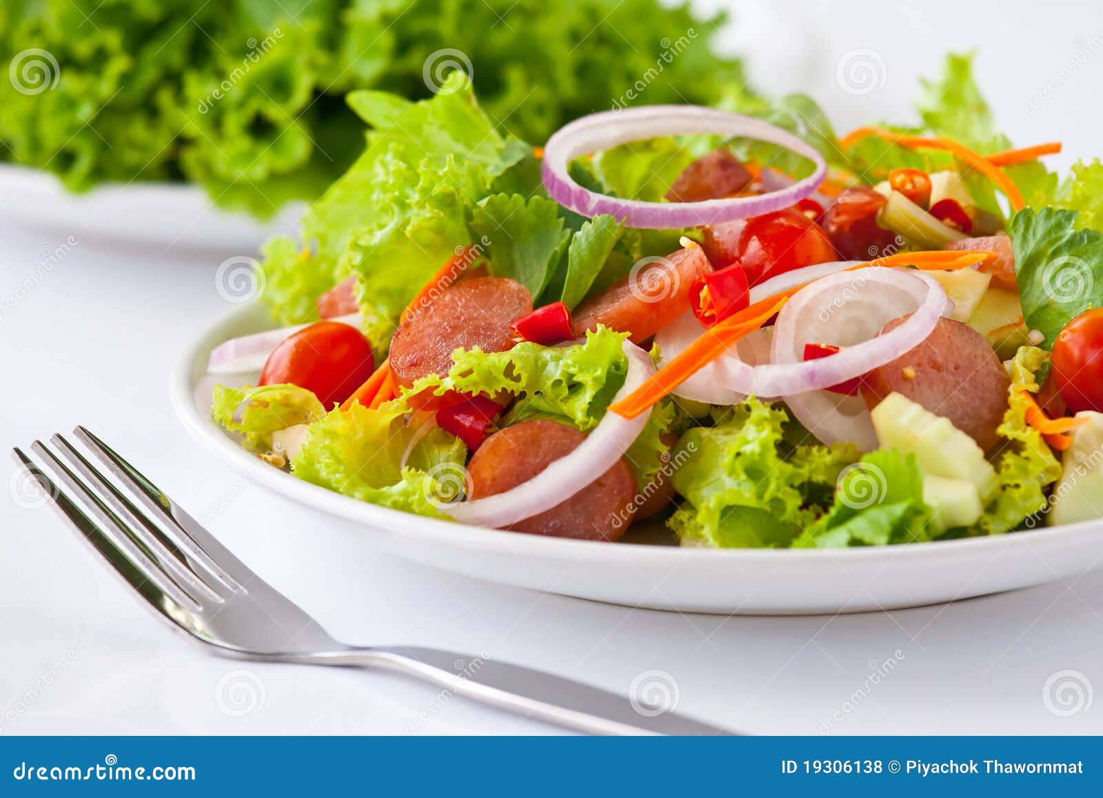 Thai Sausage Salad Spicysour Dressing Stock Photo Image of fusion