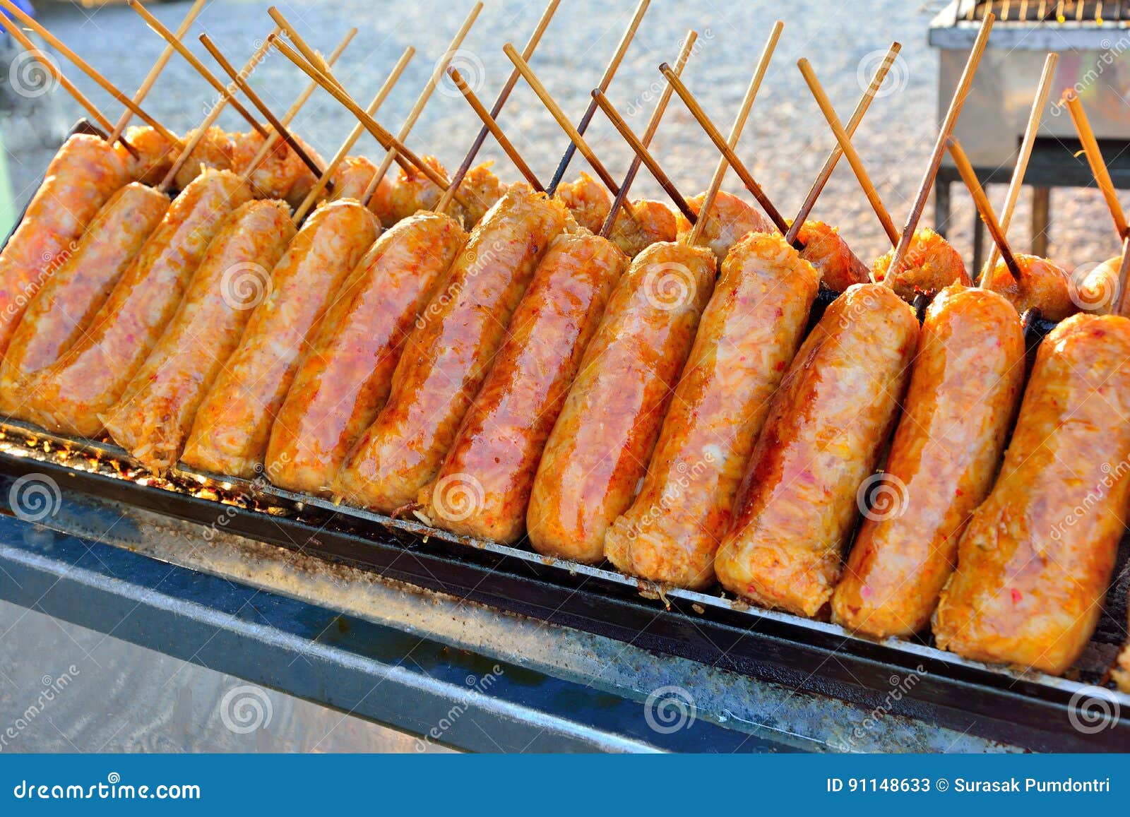 Thai Sausages on the Grill. Stock Image Image of meat, thai 91148633