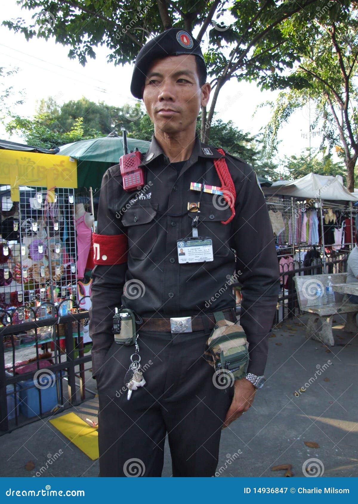 Thai Security Guard, Bangkok. Editorial Photography Image of gray