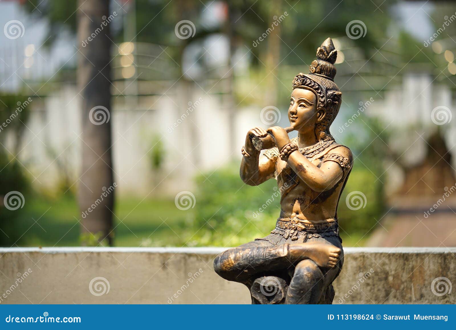 Thai Statue with Play Music Editorial Stock Image Image of black