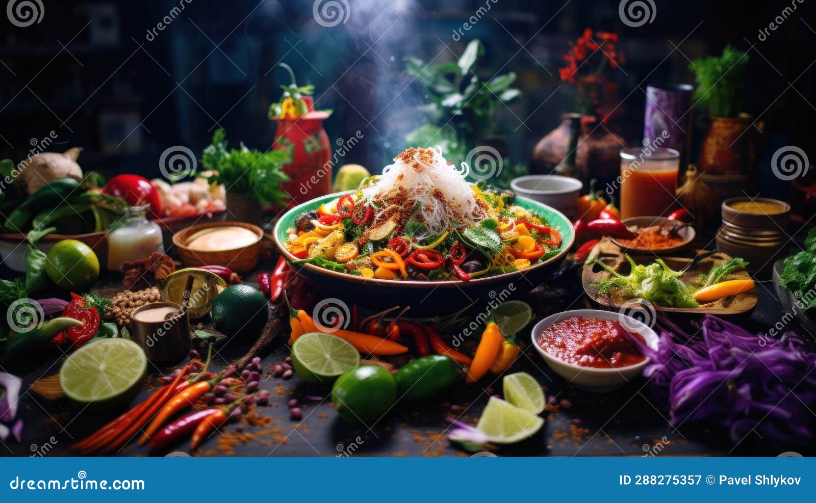 Thai Street Food, the Market in Thailand is Full of Food. Stock Image
