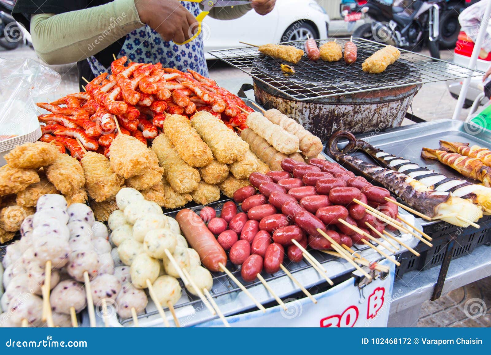 Thai Street Food Vendor in Bangkok. Stock Photo - Image of fried