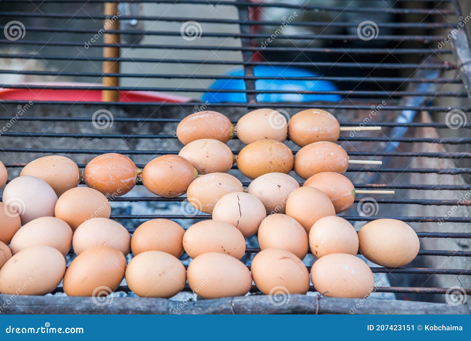 Thai style grilled eggs stock image. Image of sell, outside 207423151