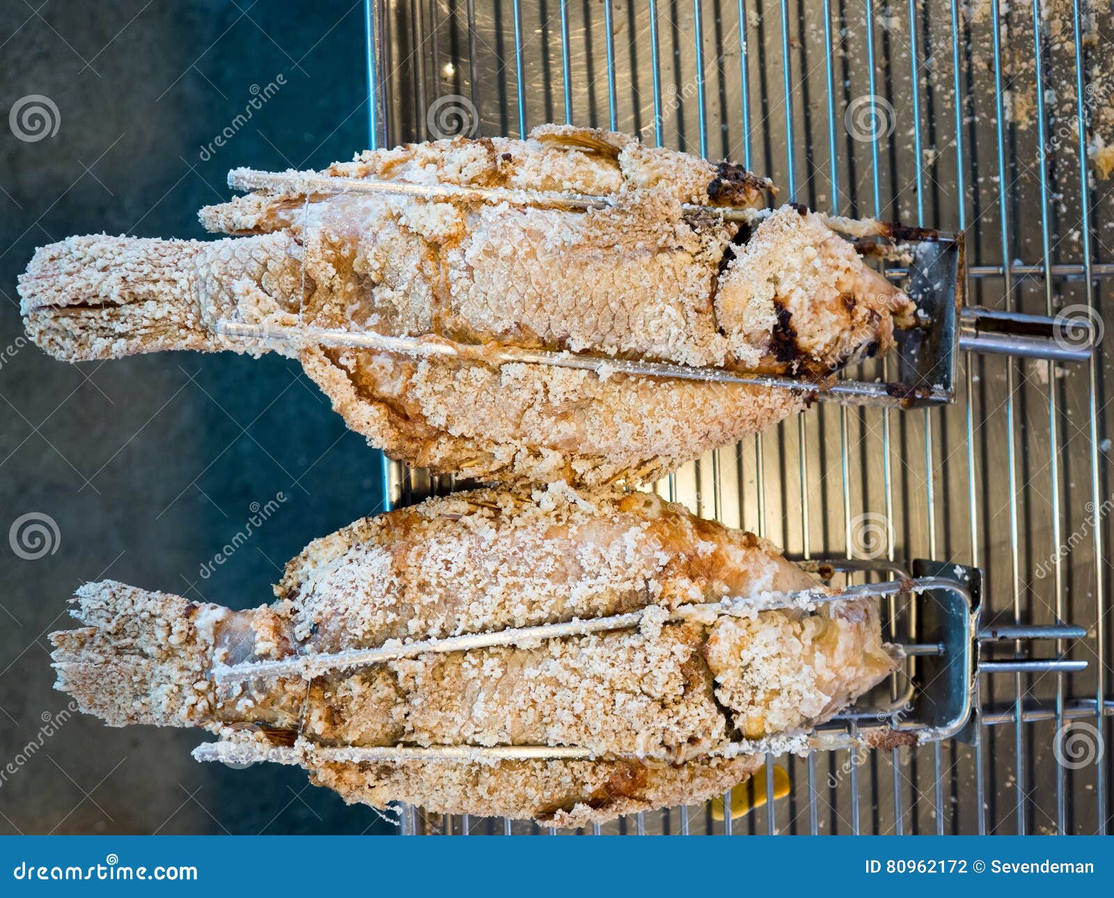 Thai Style Salt Crusted Grilled Fish. Stock Photo Image of food