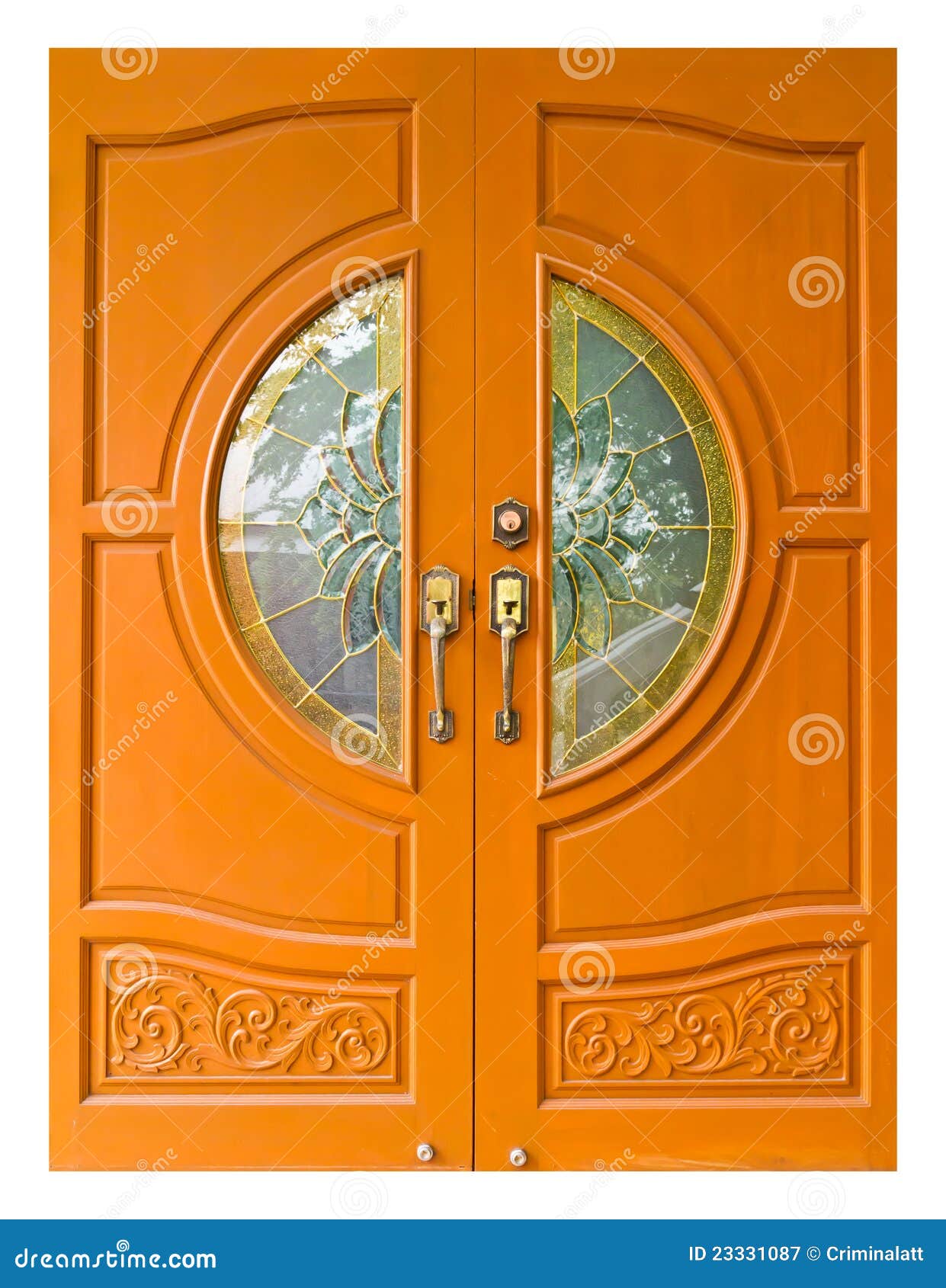 Thai style wooden doors stock image. Image of architecture 23331087