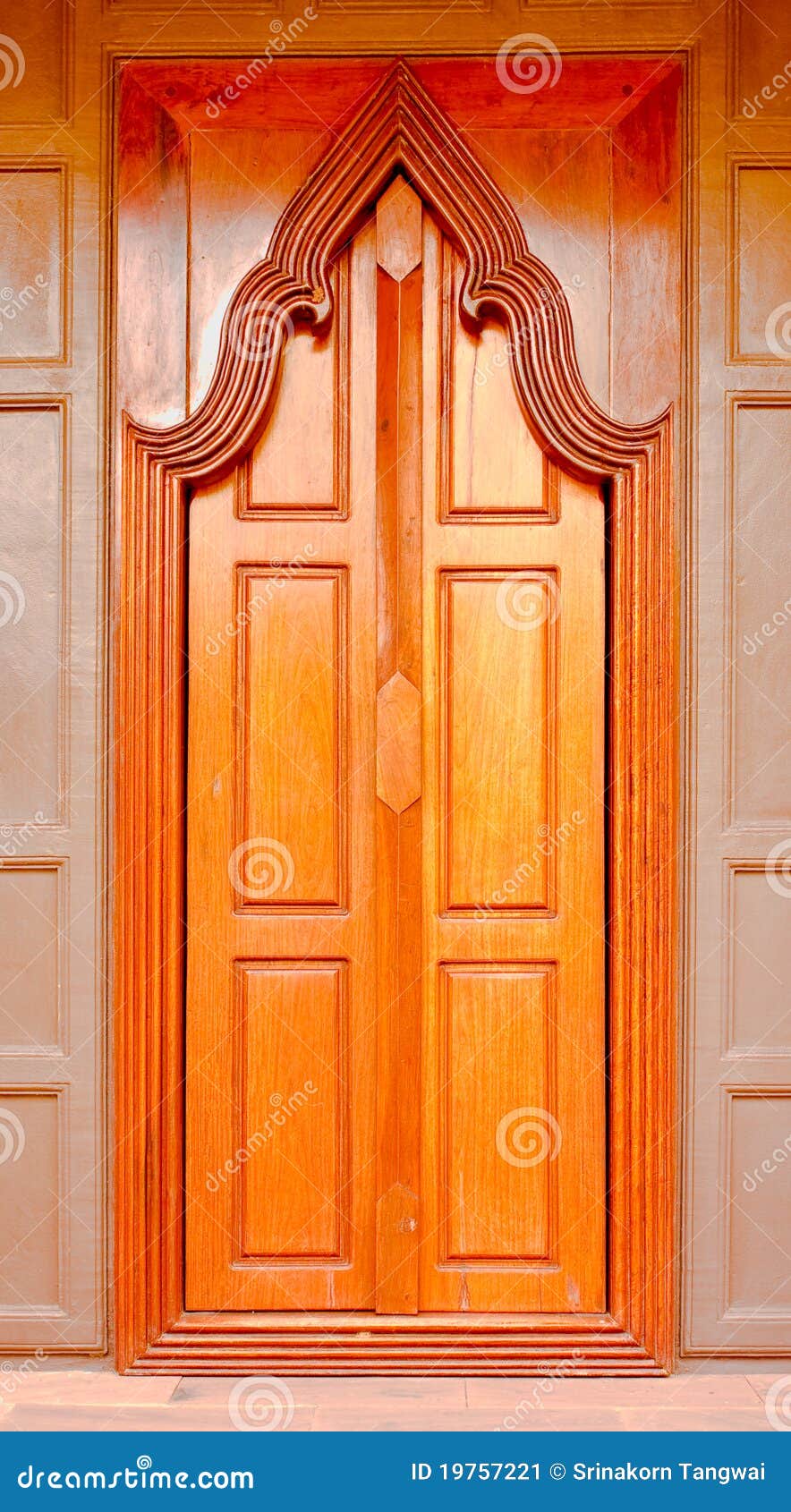 Thai Style Wooden Temple Door Stock Image Image 19757221