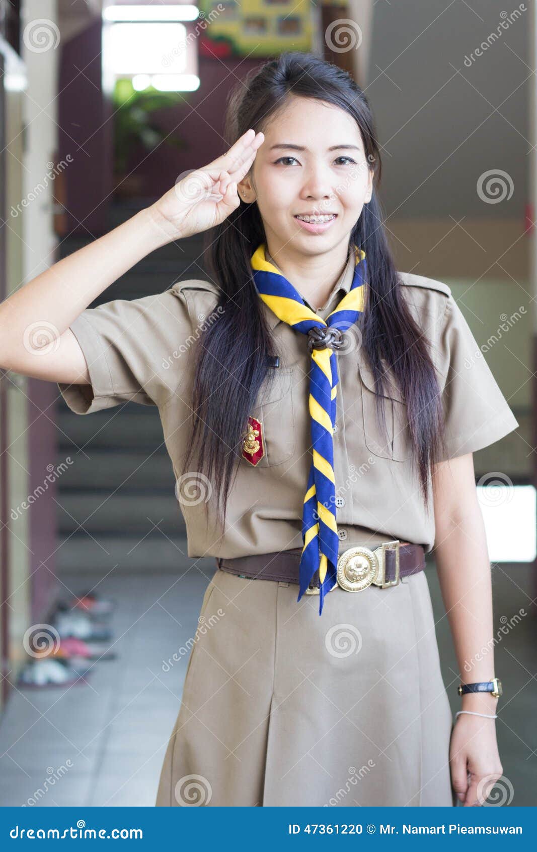 Thai Teacher Girl Scouts Stock Phot