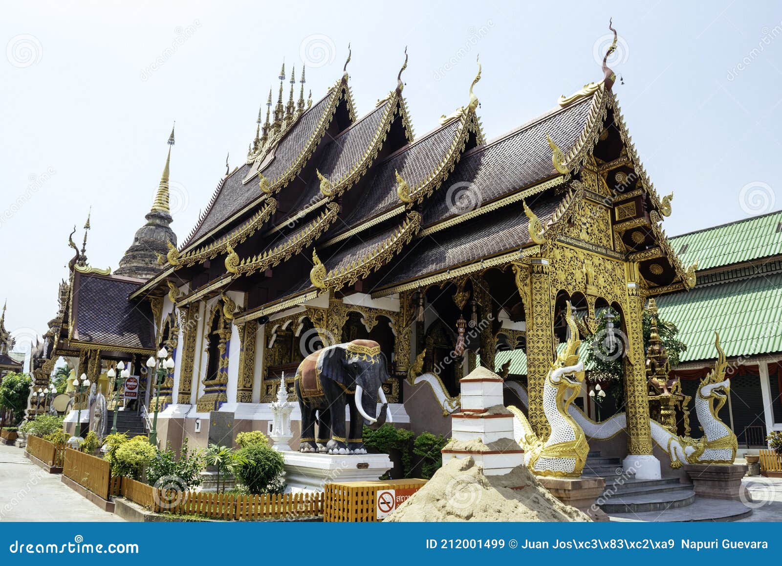 Thai Temple Gate at Wat Lamchang, Chiangmai, Thailand. Stock Image