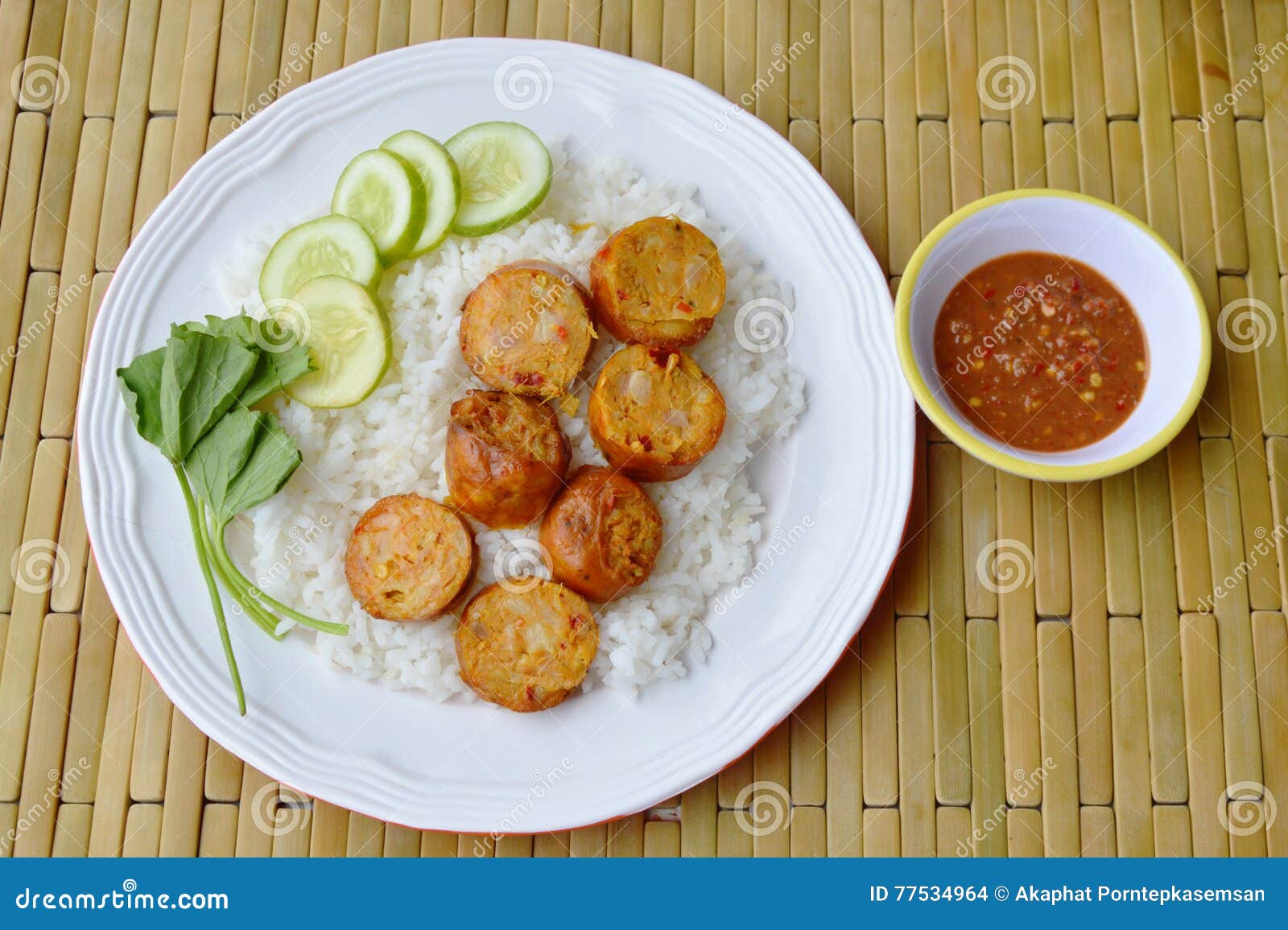 Thai Tradition Pork Sausage and Chili Shrimp Paste Stock Photo Image of vegetable, stuff 77534964