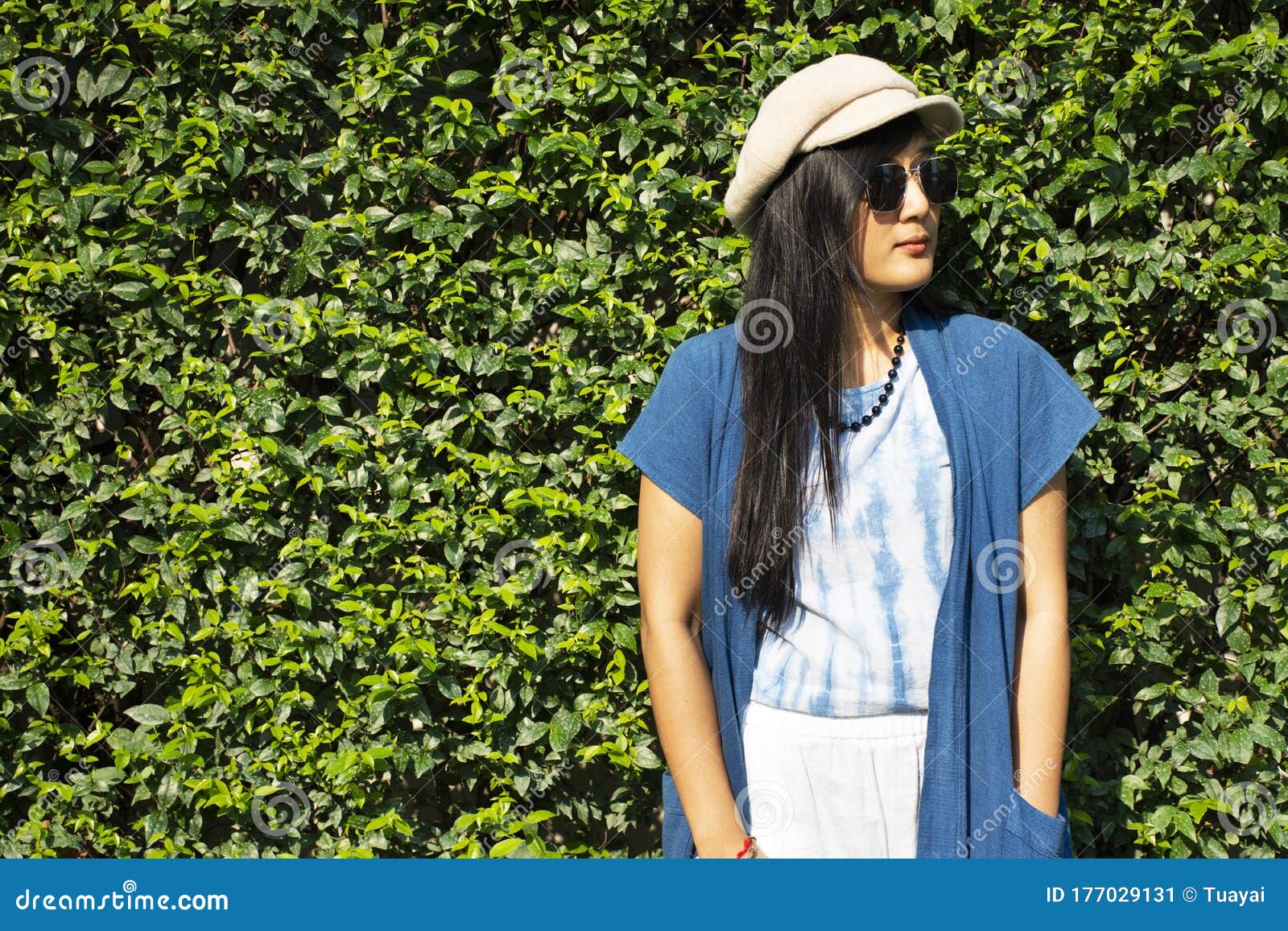 Thai Woman Wearing Fashion Indigo Clothes Posing Portrait for Take ...