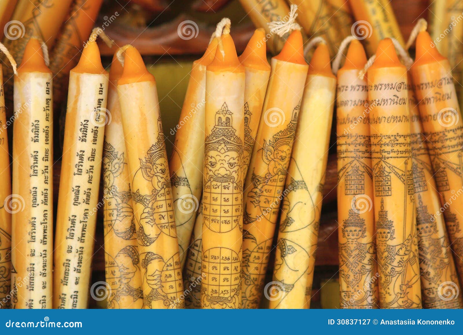 Thai yellow candles stock image. Image of purchase, simbol 30837127