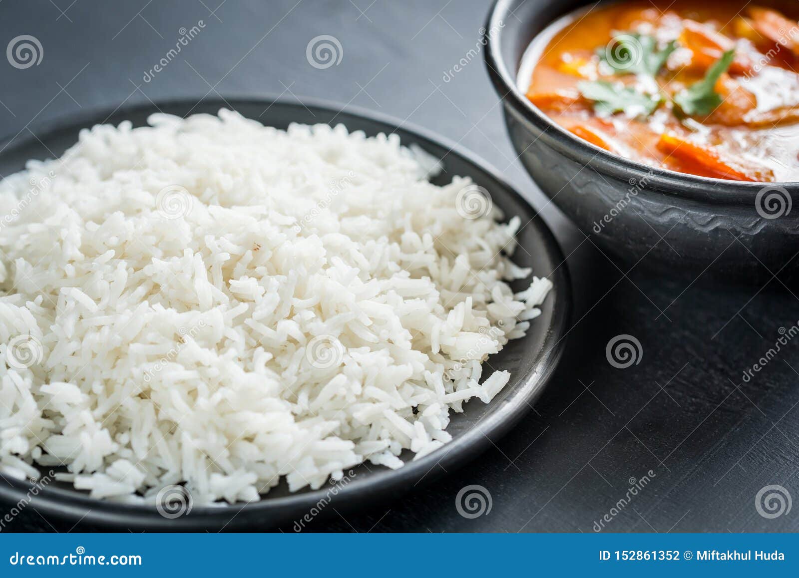 Thai Yellow Curry with Seafood and White Rice Stock Photo Image of