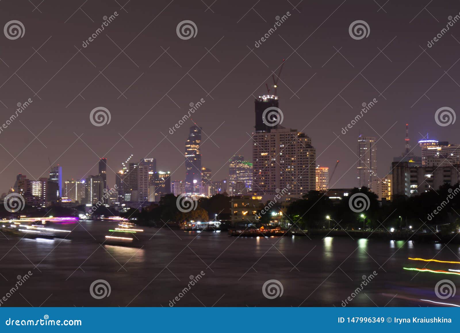 Thailand bangkok Rivier. Thailand De stadsmening van Bangkok riverthe