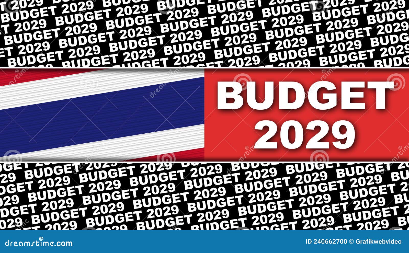 Thailand Budget Title and Flag Concept 3D Illustration Stock
