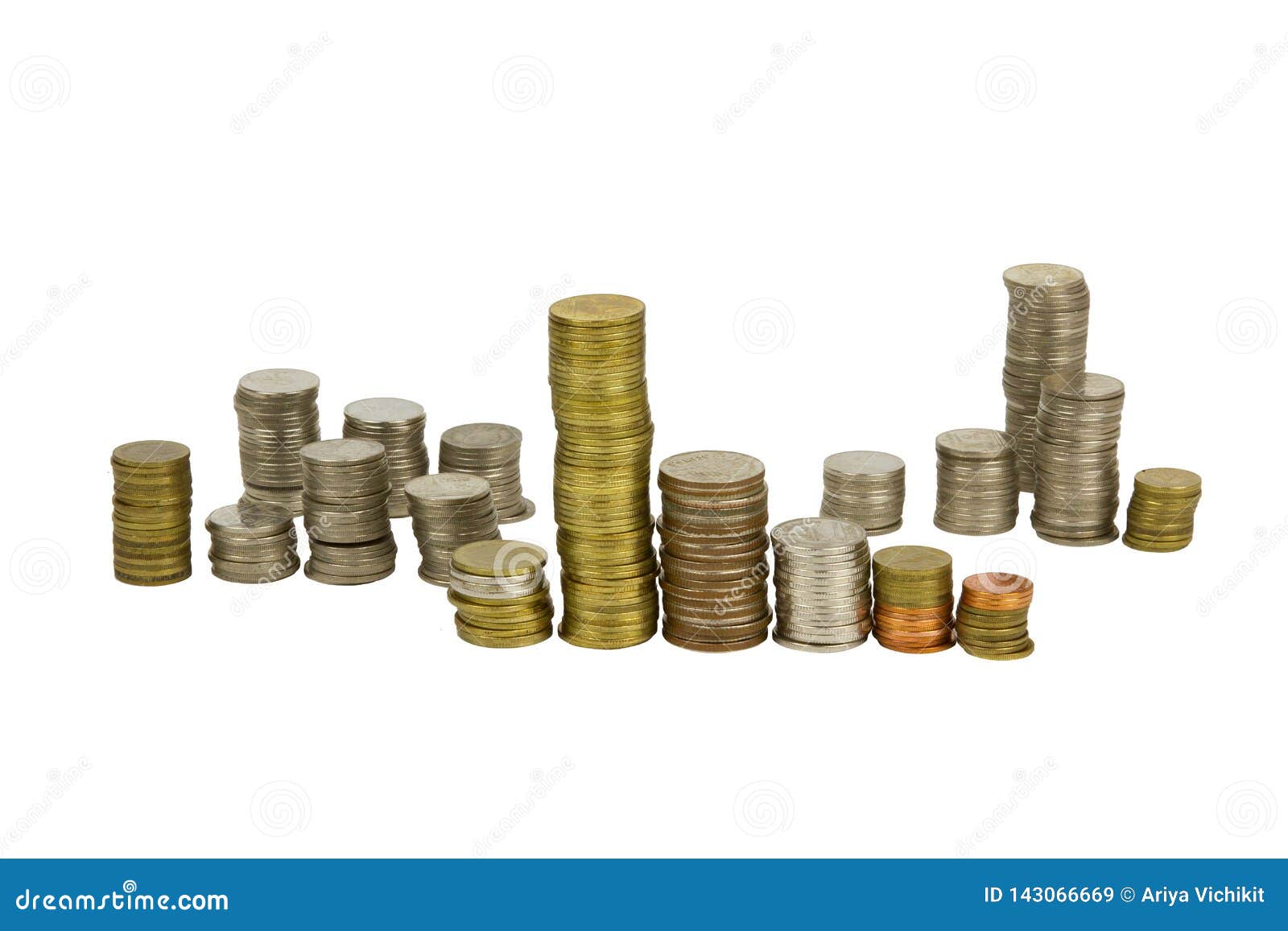 thailand currency coins on white background with cipping path