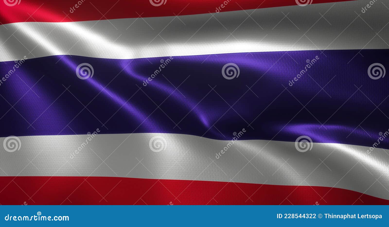 Thailand Flag, Thai Flag with Waving Folds, Close Up View, 3D Rendering  Stock Illustration - Illustration of advertising, banner: 228544322