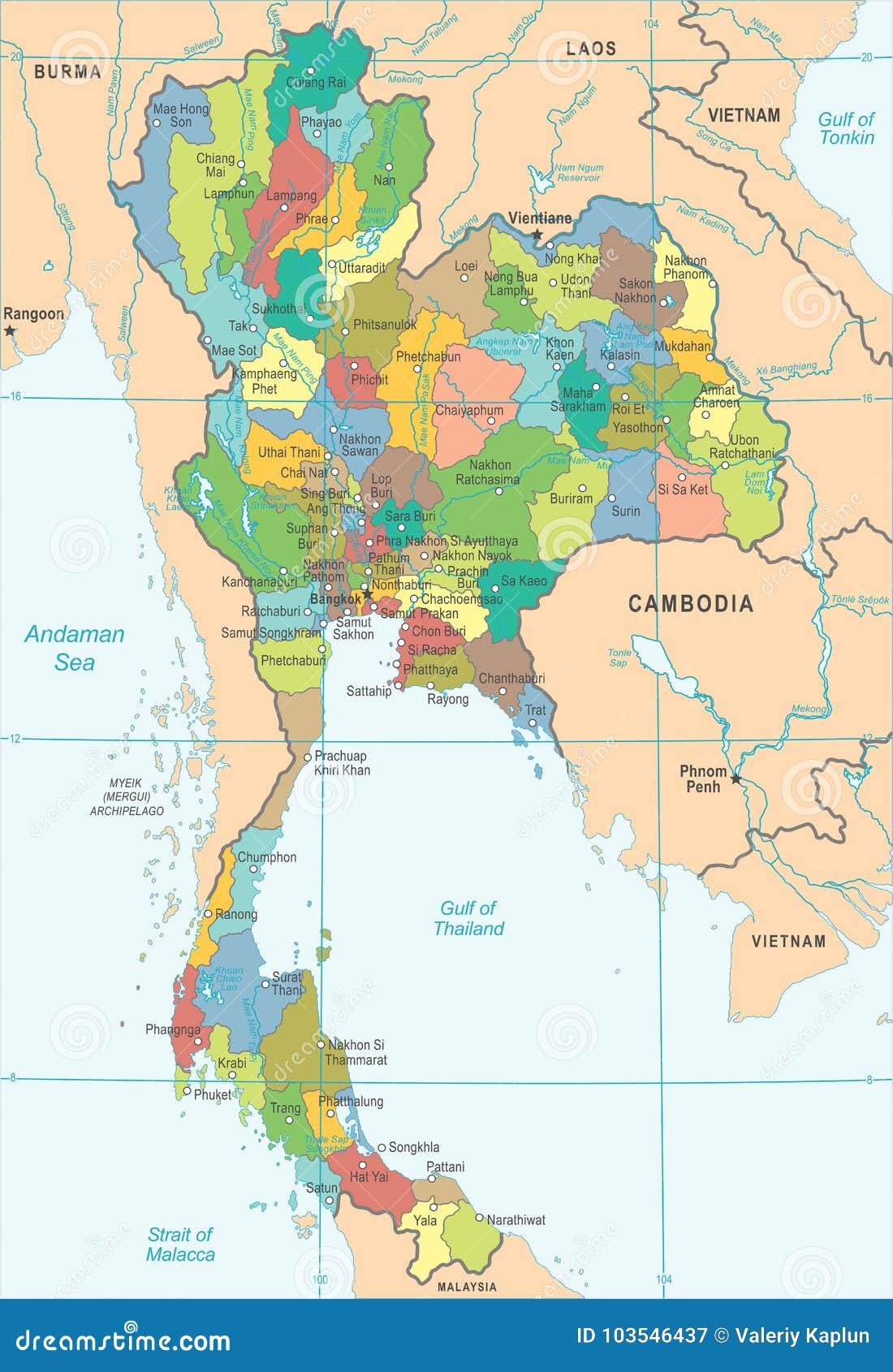 Thailand Map - Detailed Vector Illustration Stock Illustration