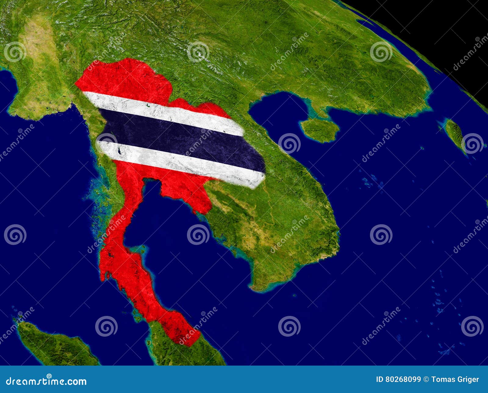 Thailand Mit Flagge Auf Erde Stock Abbildung Illustration Von Flagge Thailand