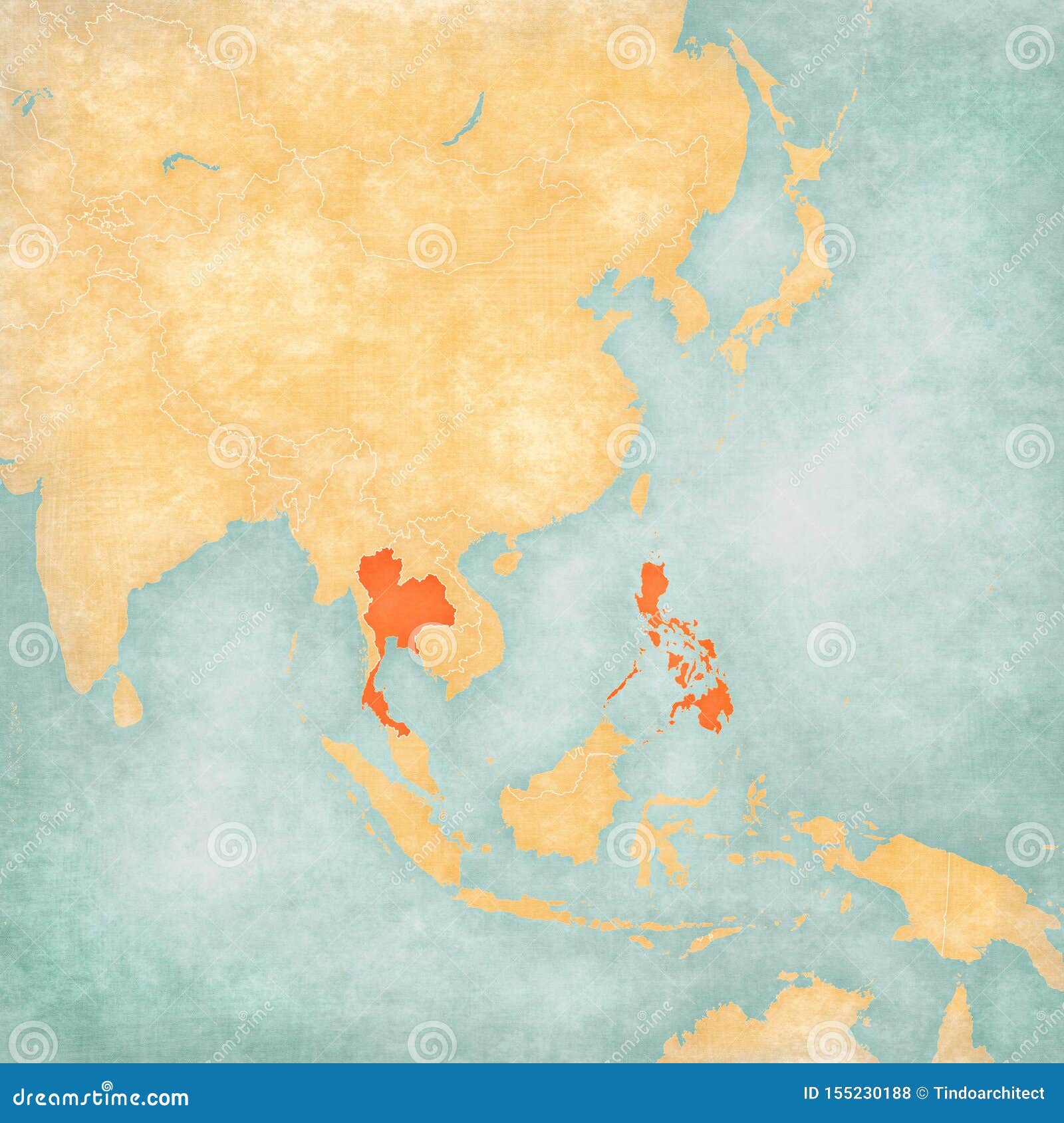 Thailand And Philippines Flags. 3D Waving Flag Design. Thailand 