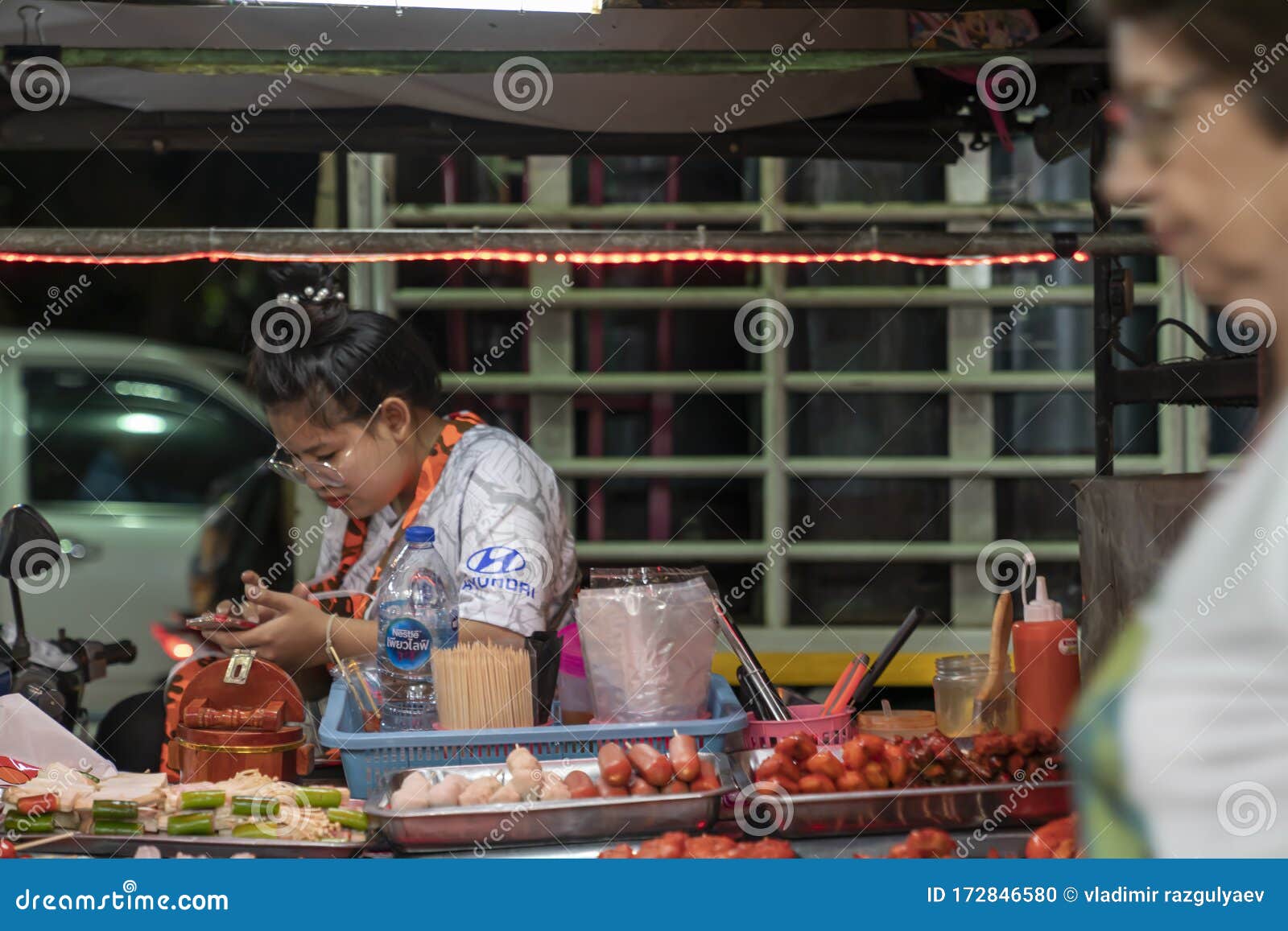 Thailand Phuket Patong February 1 2020 A Female Street Food Vendor
