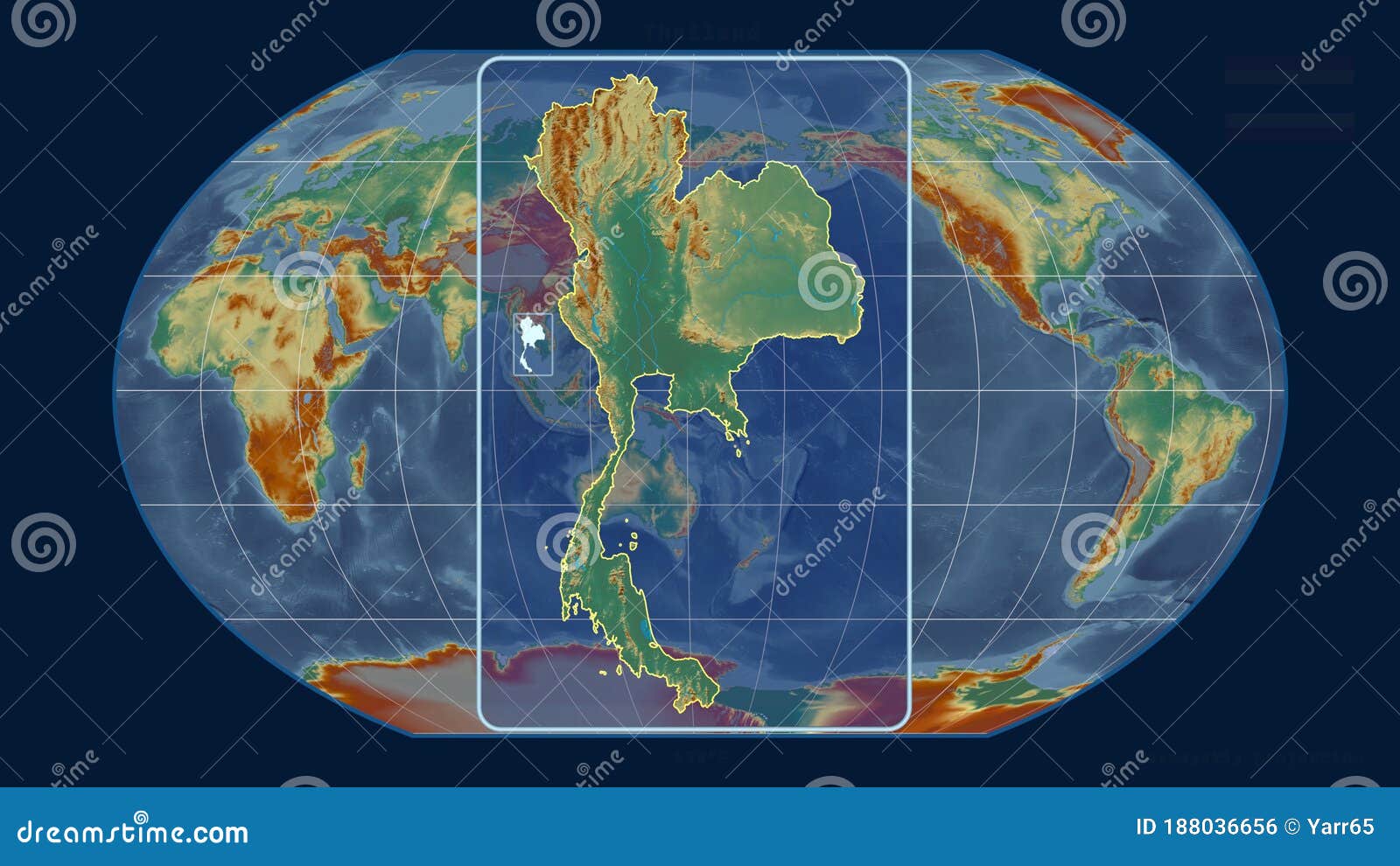 Thailand - Relief. Kavrayskiy, Centered Stock Illustration - Illustration of explore 