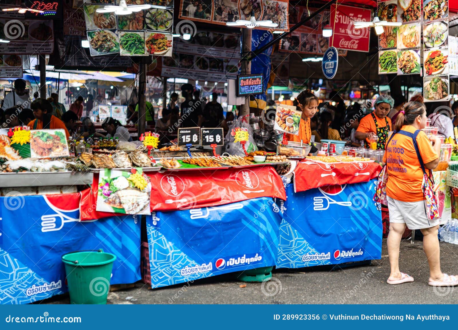 Thailand Street Food Along the Weekend Market at Chatuchak in Bangkok