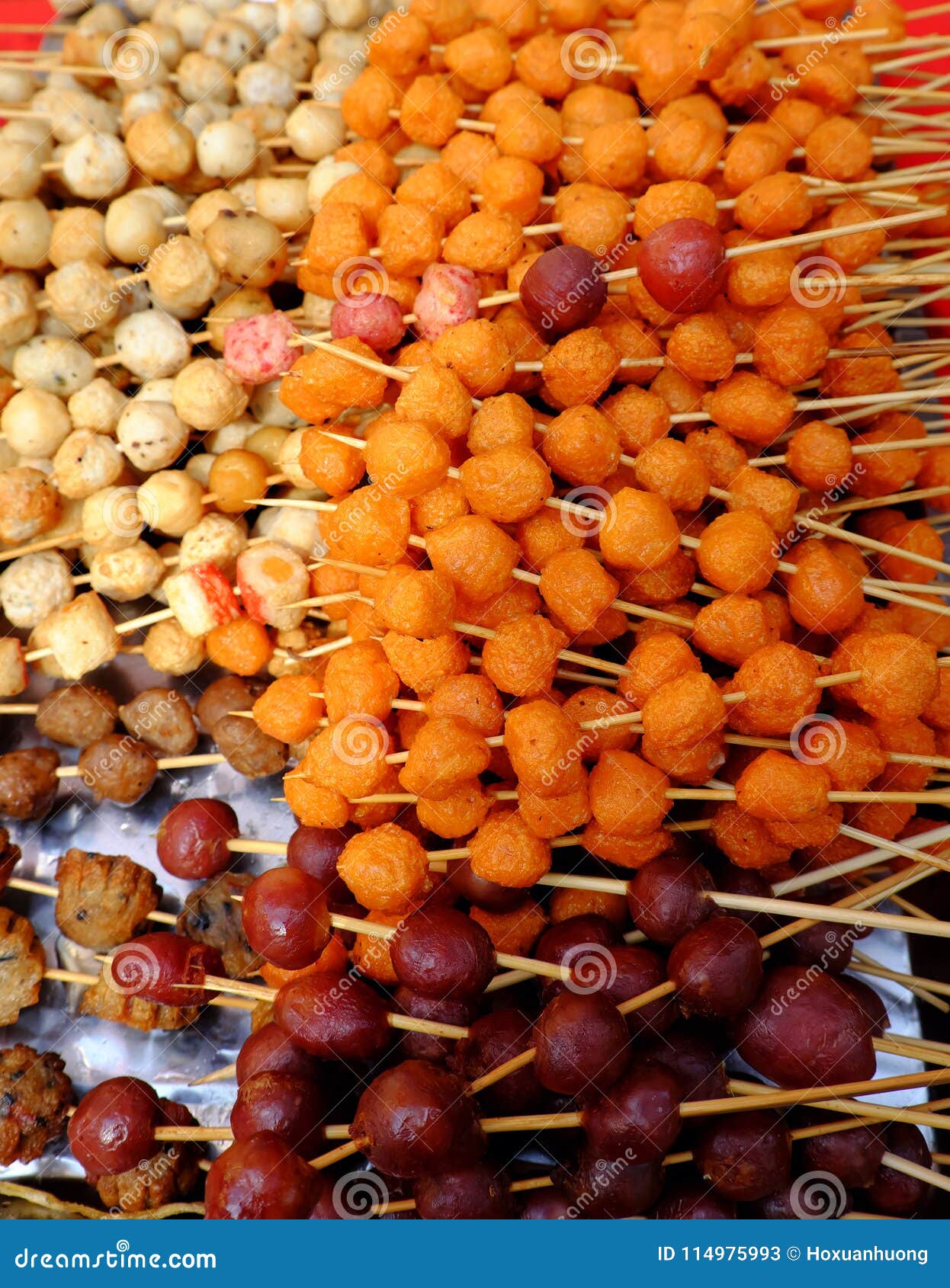 Thailand Street Food, Fried Fish Balls, Meat Balls Stock Image