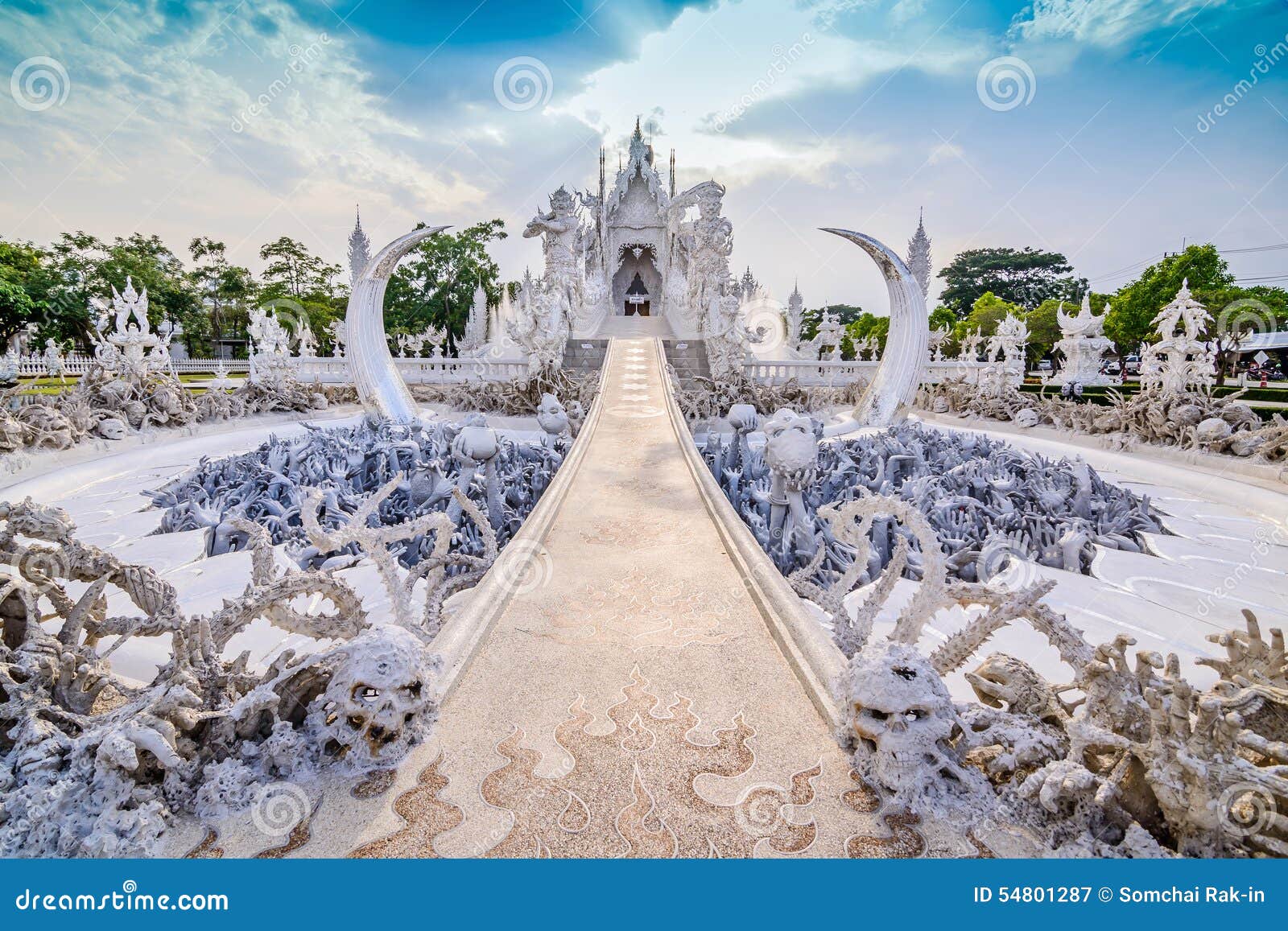 thailand temple or grand white church call wat rong khun,at chiang rai province, thailand,contemporary unconventional buddhist te