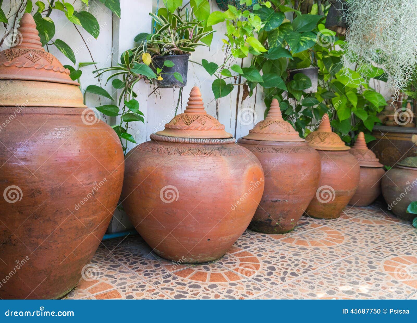 Thailand Traditional Clay Water Pot Stock Photo Image of classical, object 45687750