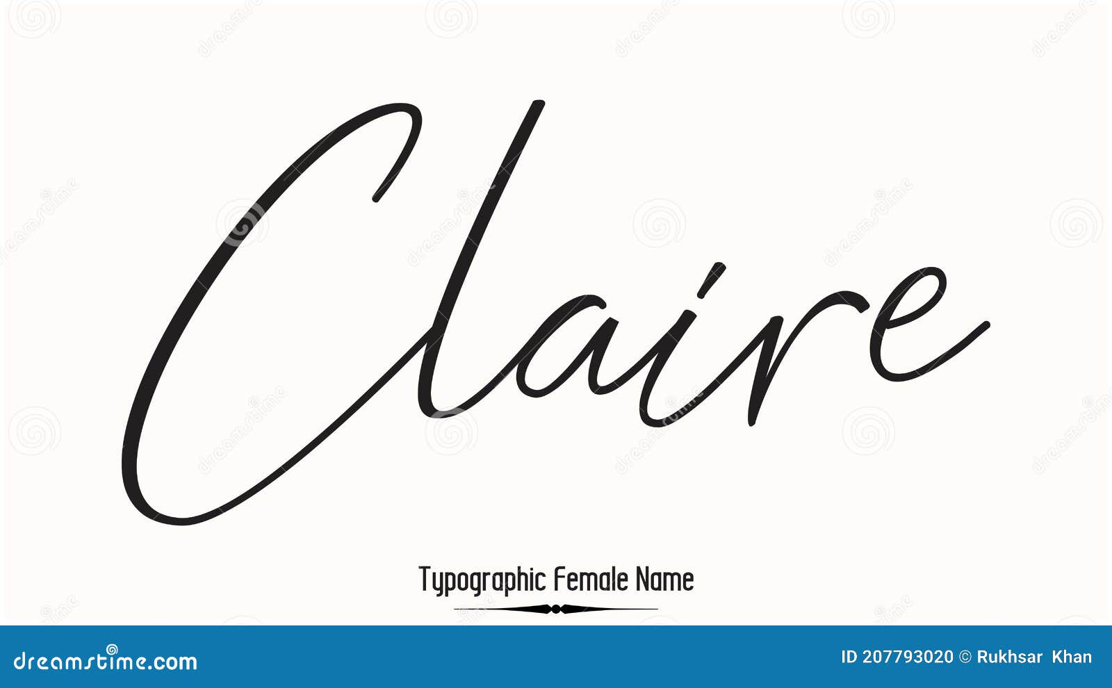 Claire Woman S Name. Typescript Handwritten Lettering Calligraphy Text