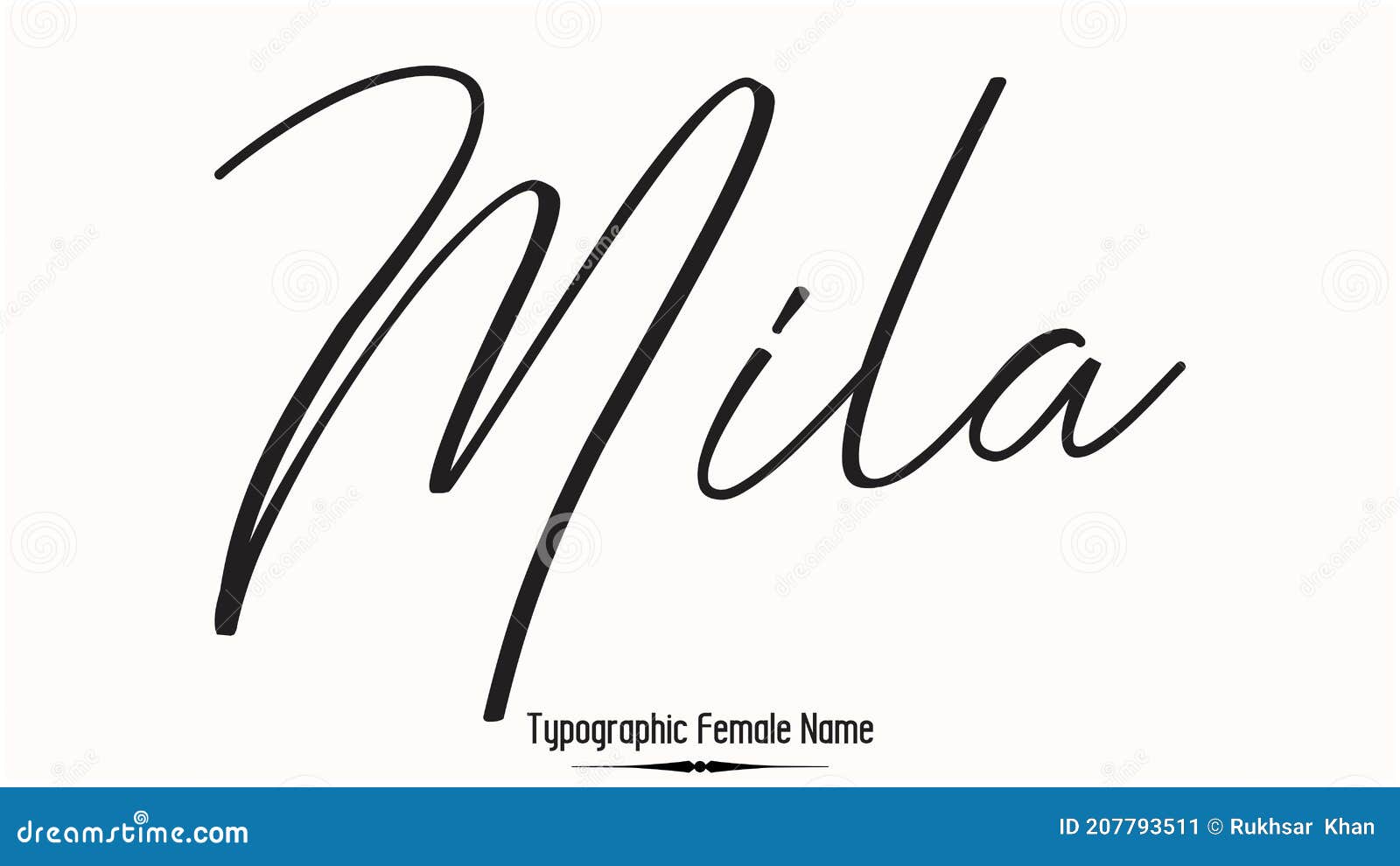 mila female name - in stylish lettering cursive typography text