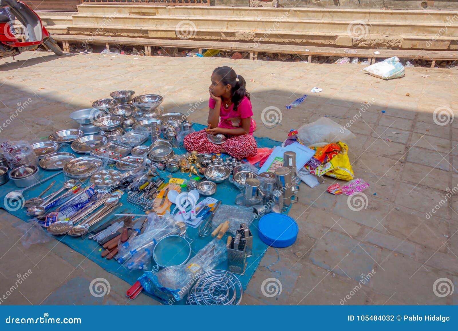 THAMEL, KATHMANDU NEPAL - OCTOBER 10, 2017: Kitchen Utensil are Selling