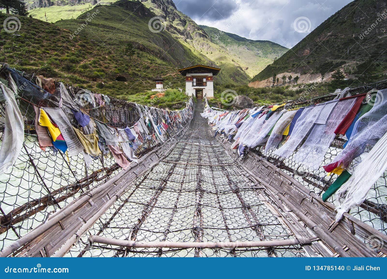 thangtong gyalpo `s iron bridge , thimphu bhutan