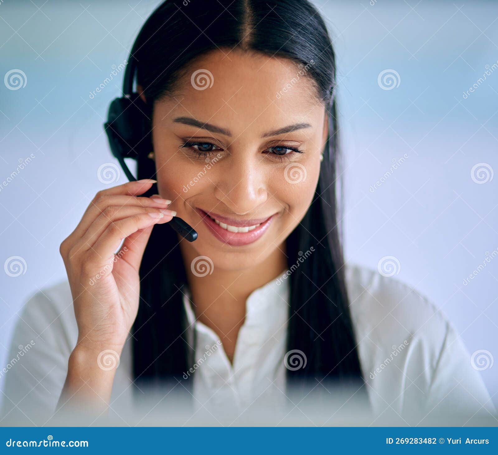 Thank You For Calling Our Helpline A Young Woman Using A Headset And thank-you-for-calling-our-helpline-a-young-woman-using-a-headset-and