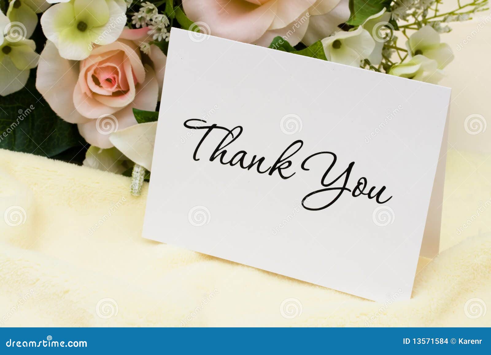 Card Thank You In Spanish In A Bright Beautiful Bouquet Stock