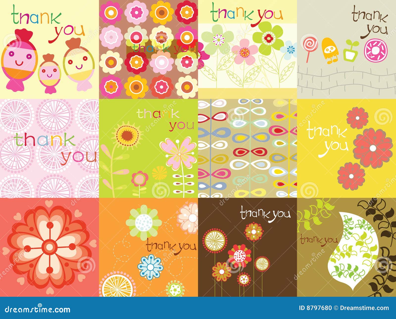 Thank you card stock vector. Illustration of colorful 8797680