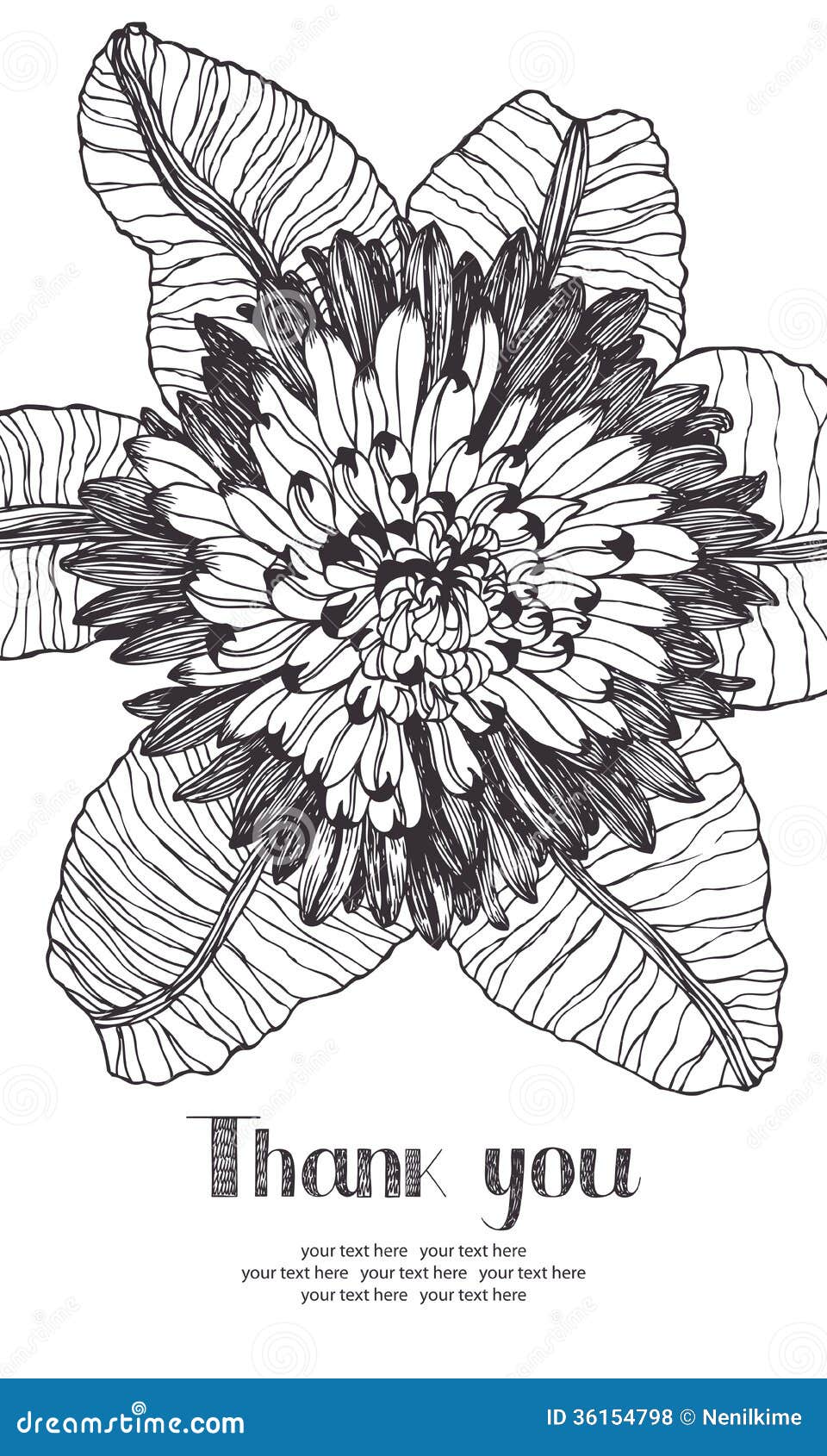 Thank you card with flower stock vector. Illustration of feminine