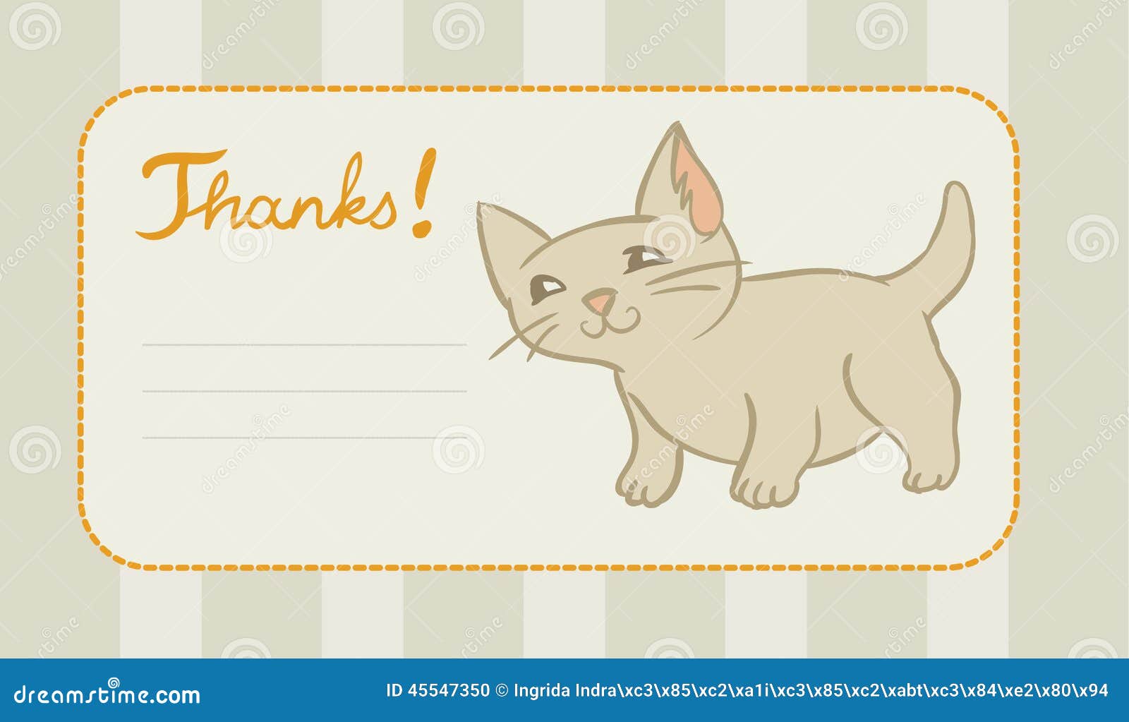Thank you card with kitten stock vector. Illustration of graphic 45547350