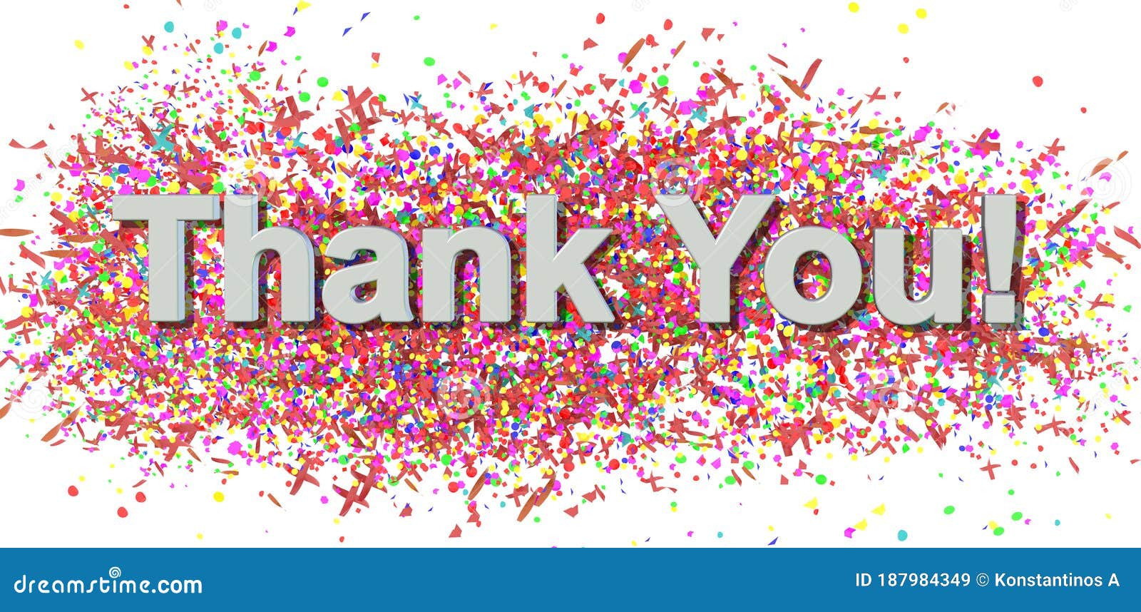 thank you carnival party confeti decoration background colors - 3d rendering