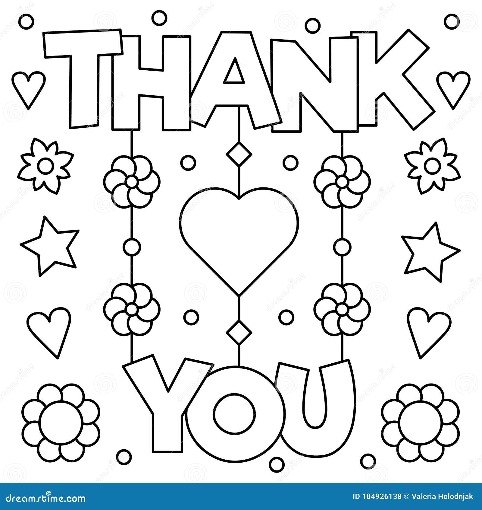 Thank You. Coloring Page. Vector Illustration. Stock Vector