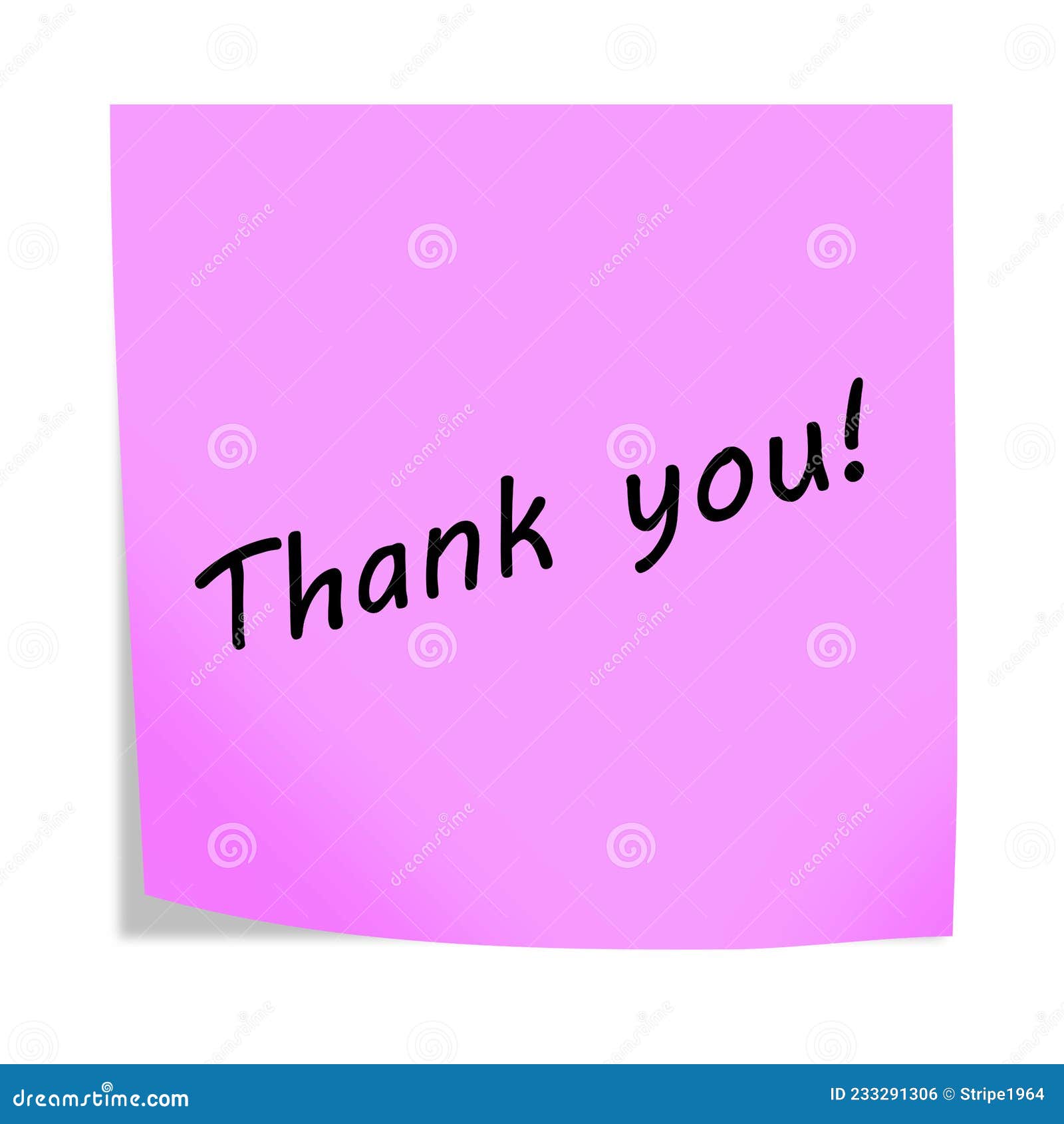 A Thank You 3d Illustration Post Note Reminder on White with Clipping