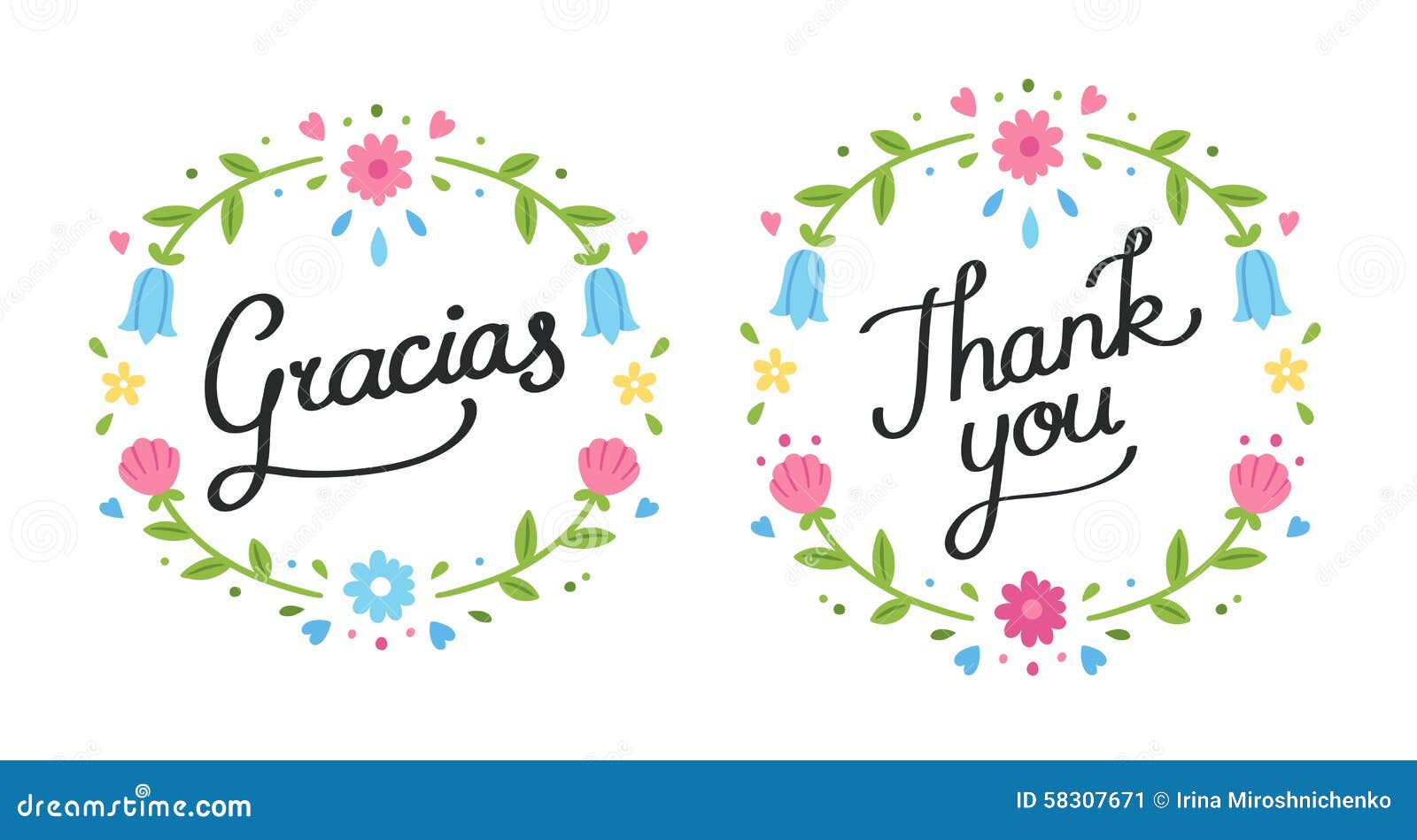 Thank You Floral Banner Stock Vector - Image: 58307671